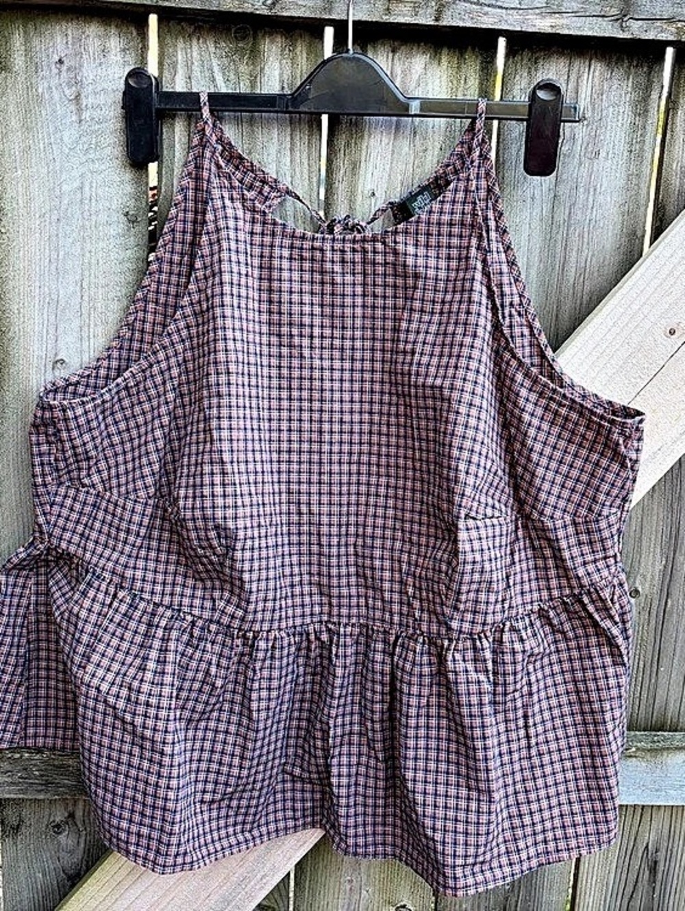 Wild Fable Gingham peplum open back Tank Top